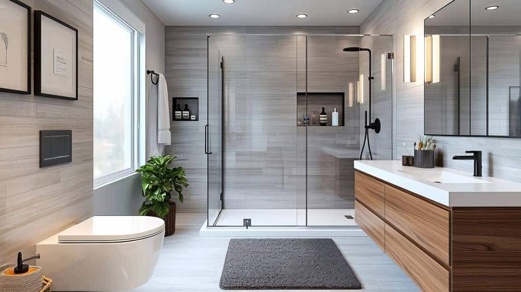 Salle de bain avec douche à l'italienne 