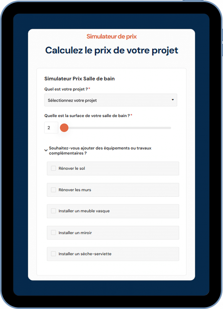 Image du calculateur en ligne de Doucéo sur une tablette