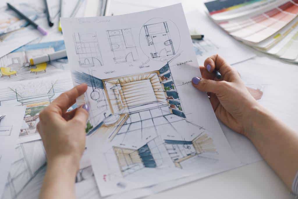 Photo d'un plan de salle de bain réalisé par une décoratrice d'intérieur en tendance pour 2026